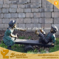 Bronze statues life size boy and girl playing seesaw sculpture for garden decoration BFSN-B072A